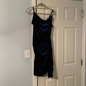 Dark blue velvet mid length dress size XL